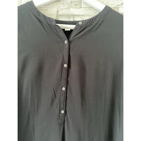 Ann Taylor LOFT Solid Loose Oversized T-Shirt Button Shirt Midi Dress Black - Picture 7 of 13